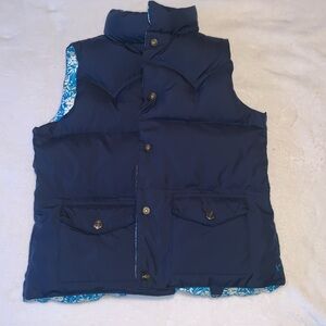 American Eagle reversible down vest size women’s medium navy/floral pattern